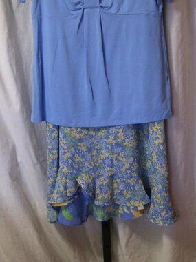 Emma James Blue yellow reversible floral skirt